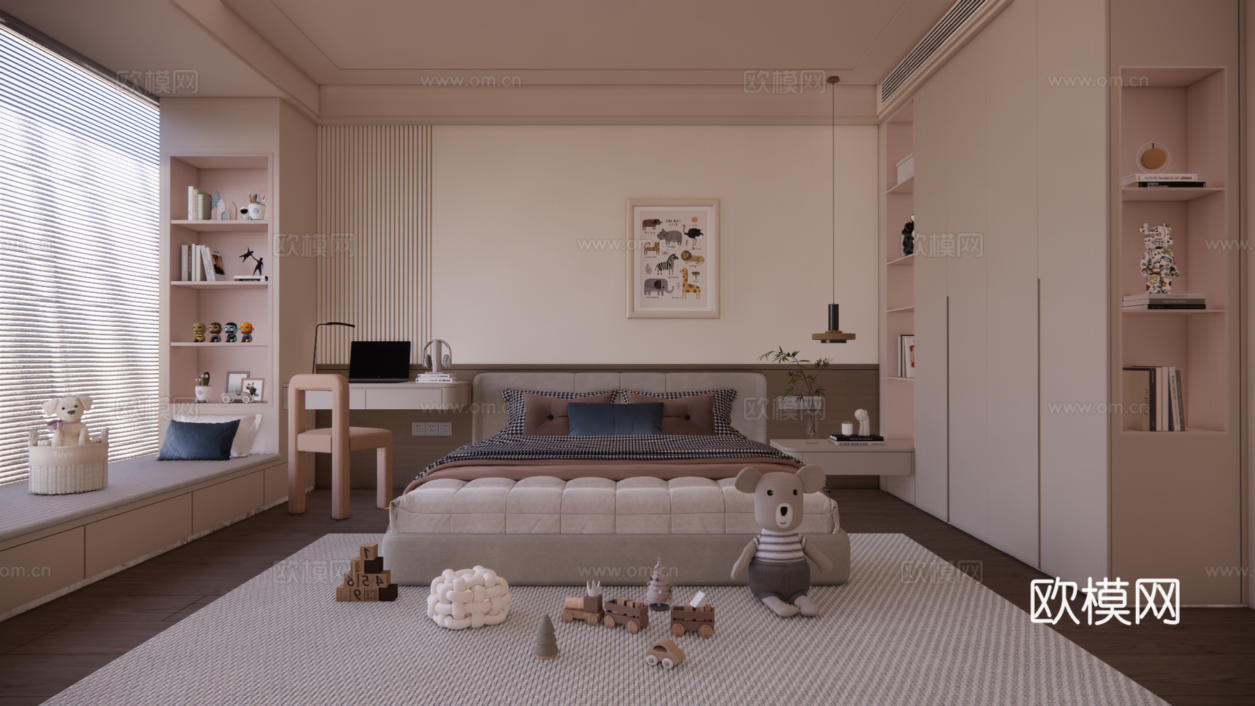 现代家居卧室 现代卧室 儿童房 衣柜su模型