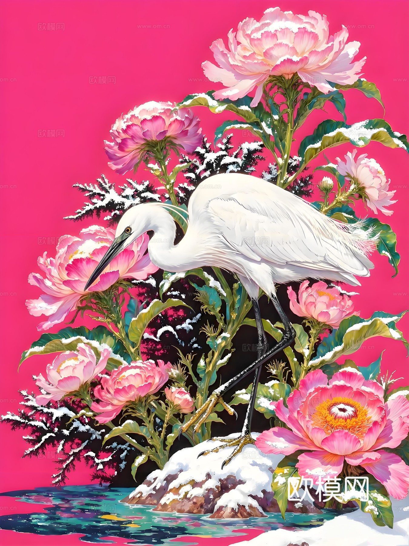 仙鹤艺术画芯下载（渲染图1）