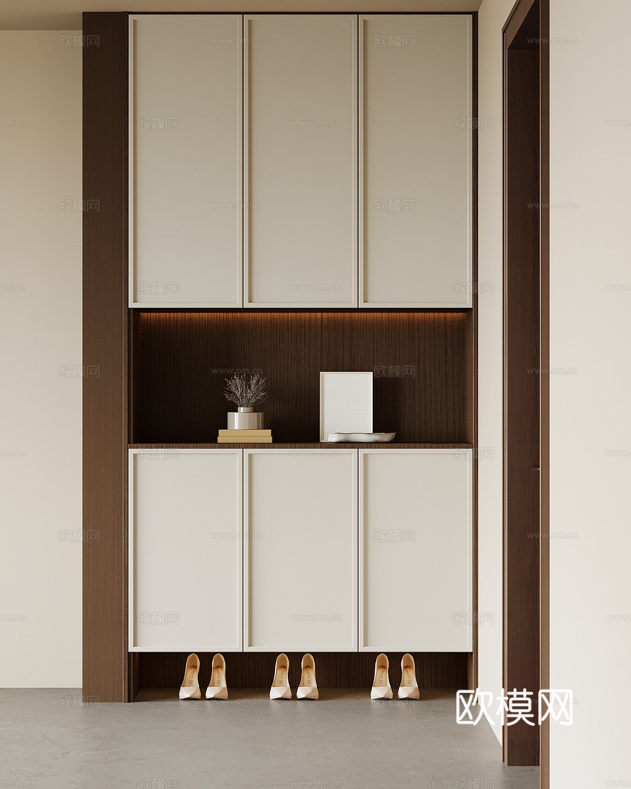 新中式入户鞋柜su模型