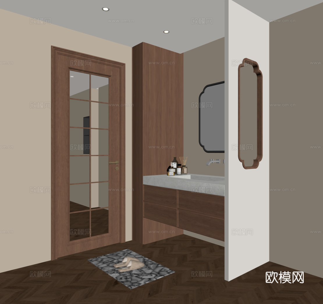 新中式卫生间su模型