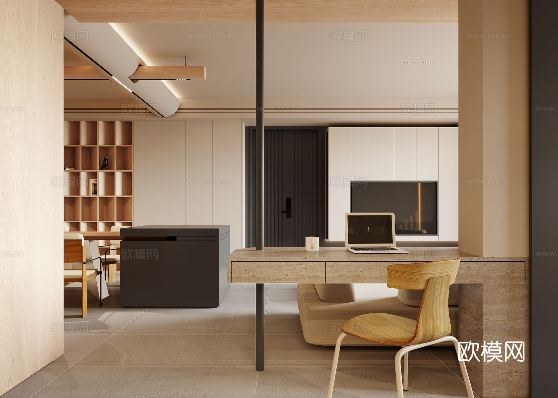 奶油风 样板间 最新全套施工图 效果图合集cad施工图