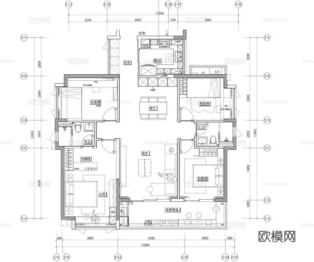 轻奢大平层 样板间 最新全套施工图 效果图合集cad施工图