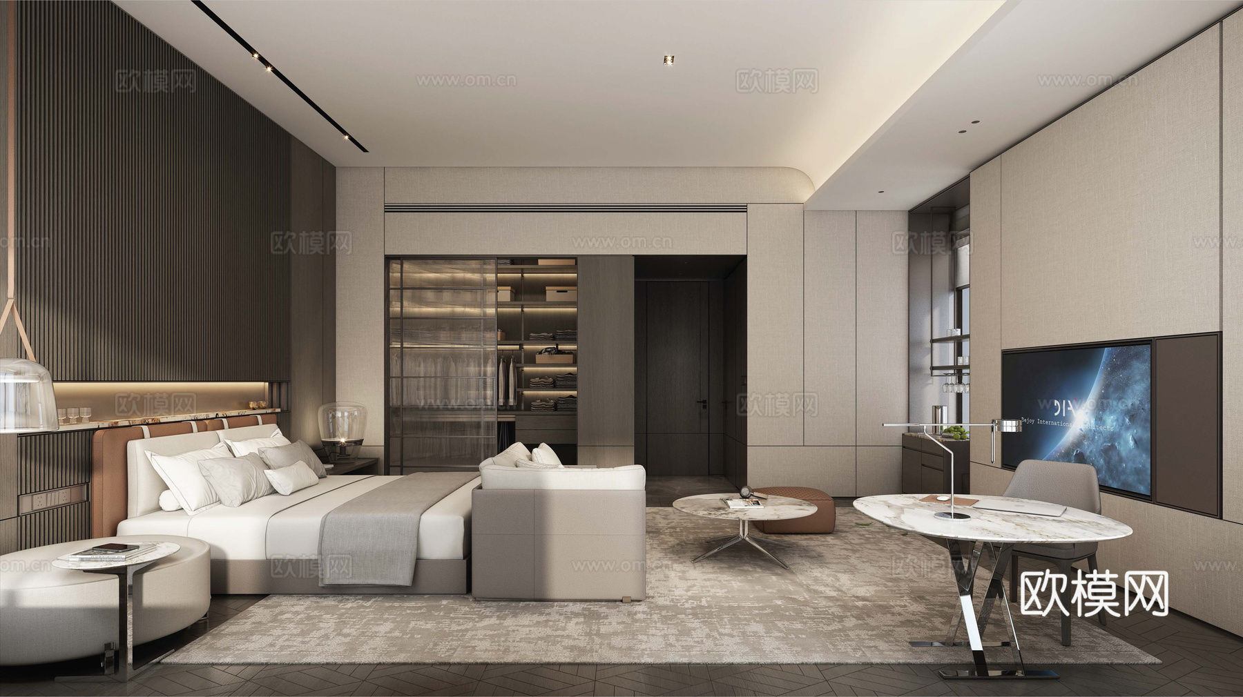 轻奢意式大平层 样板间 最新全套施工图 效果图合集cad施工图