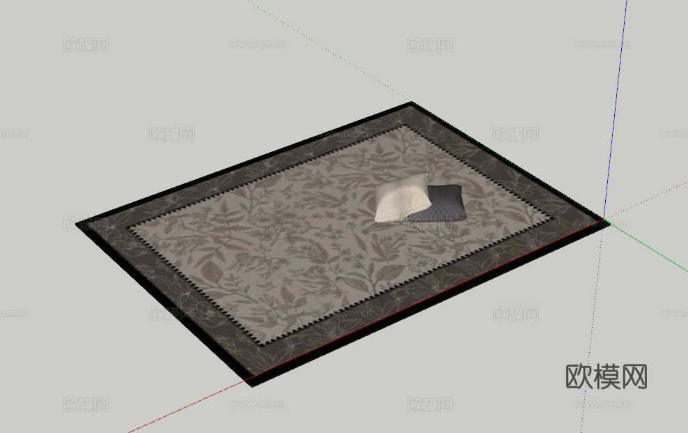 欧式法式美式中古地毯抱枕su模型