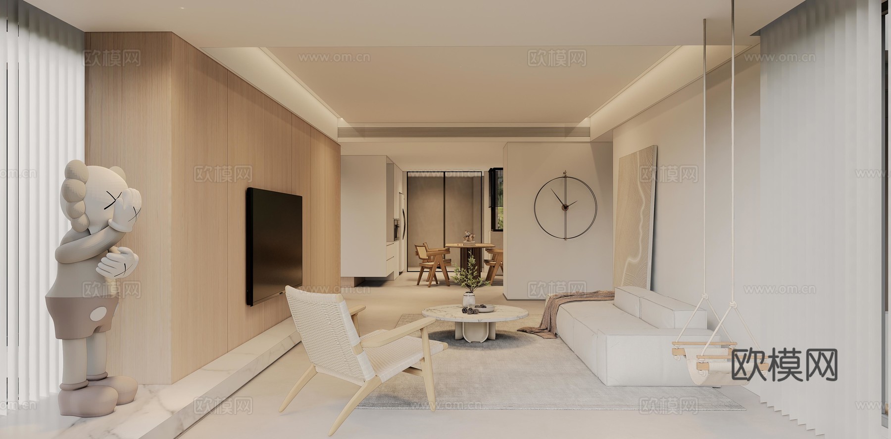 奶油风 样板间 最新全套施工图 效果图合集cad施工图