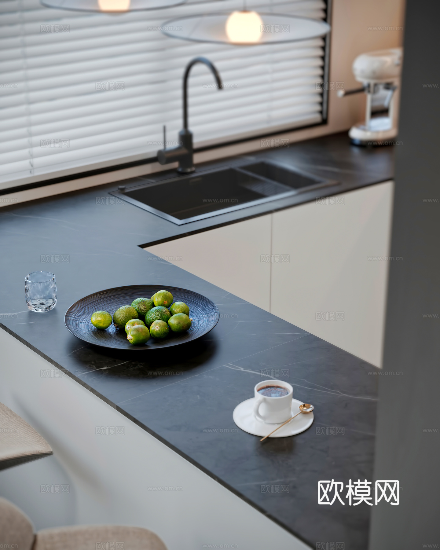 现代客餐厅3d模型下载（渲染图1）