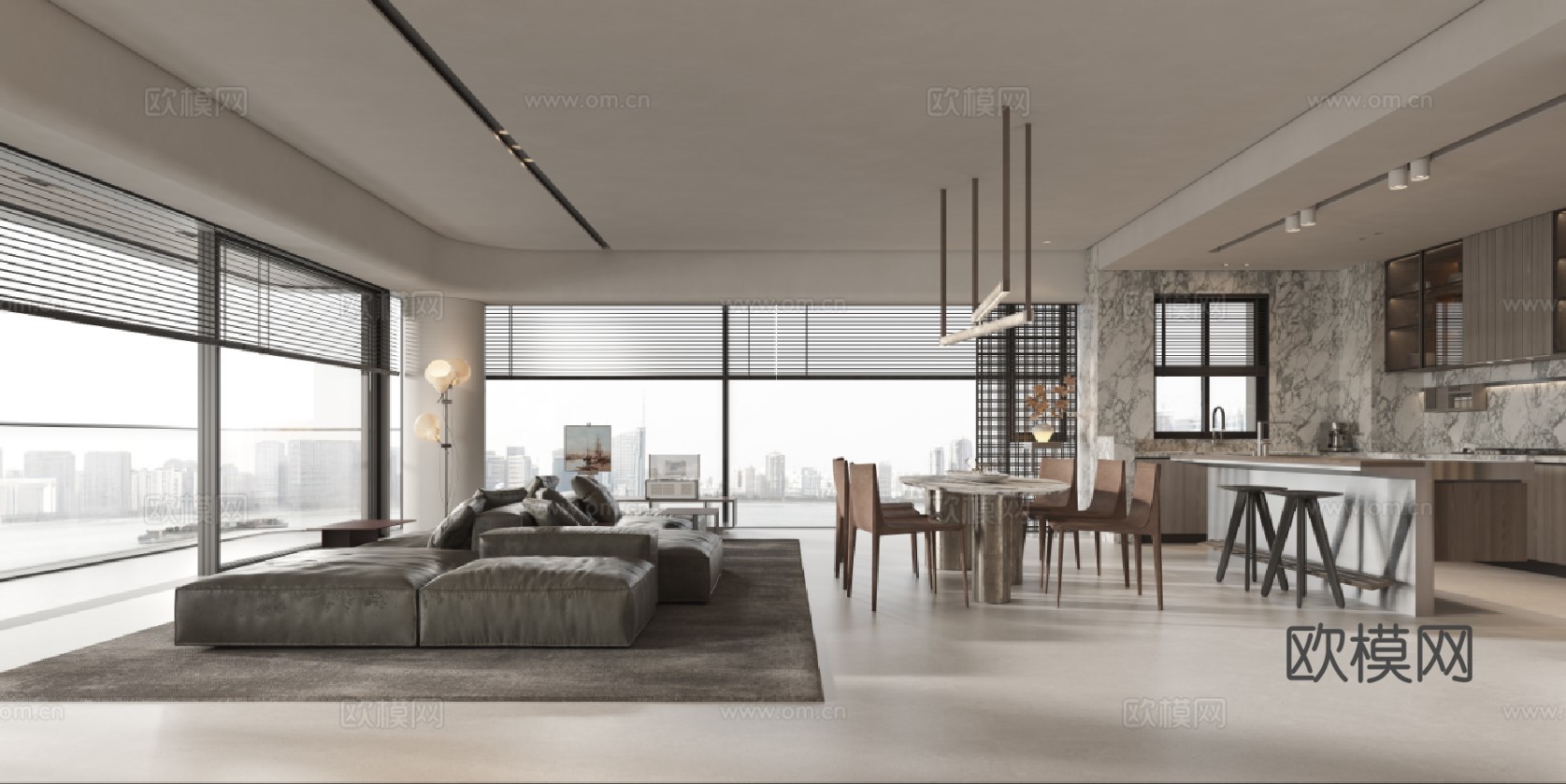 轻奢大平层 样板间 最新全套施工图 效果图合集cad施工图