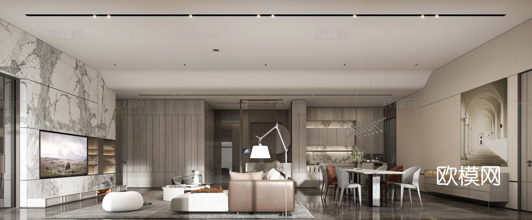 轻奢意式大平层 样板间 最新全套施工图 效果图合集cad施工图