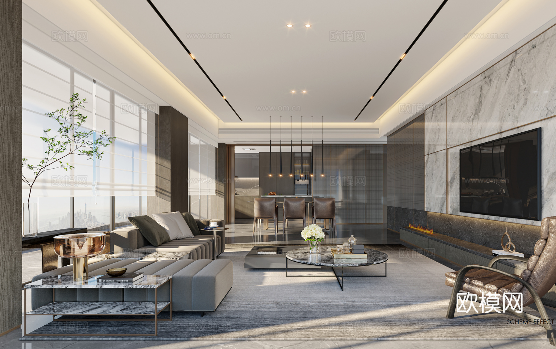 轻奢大平层 样板间 最新全套施工图 效果图合集cad施工图