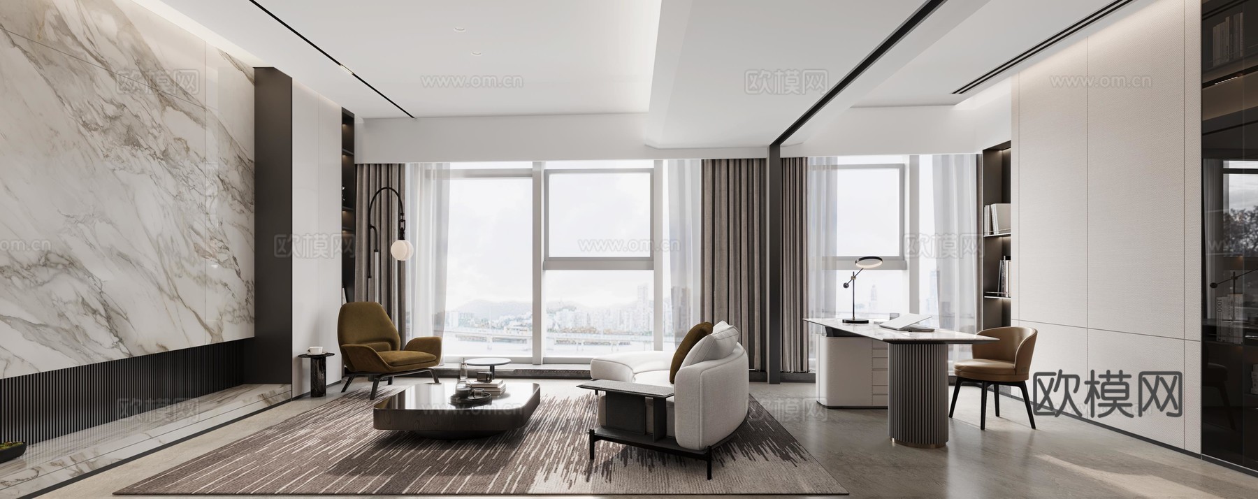 轻奢大平层 样板间 最新全套施工图 效果图合集cad施工图