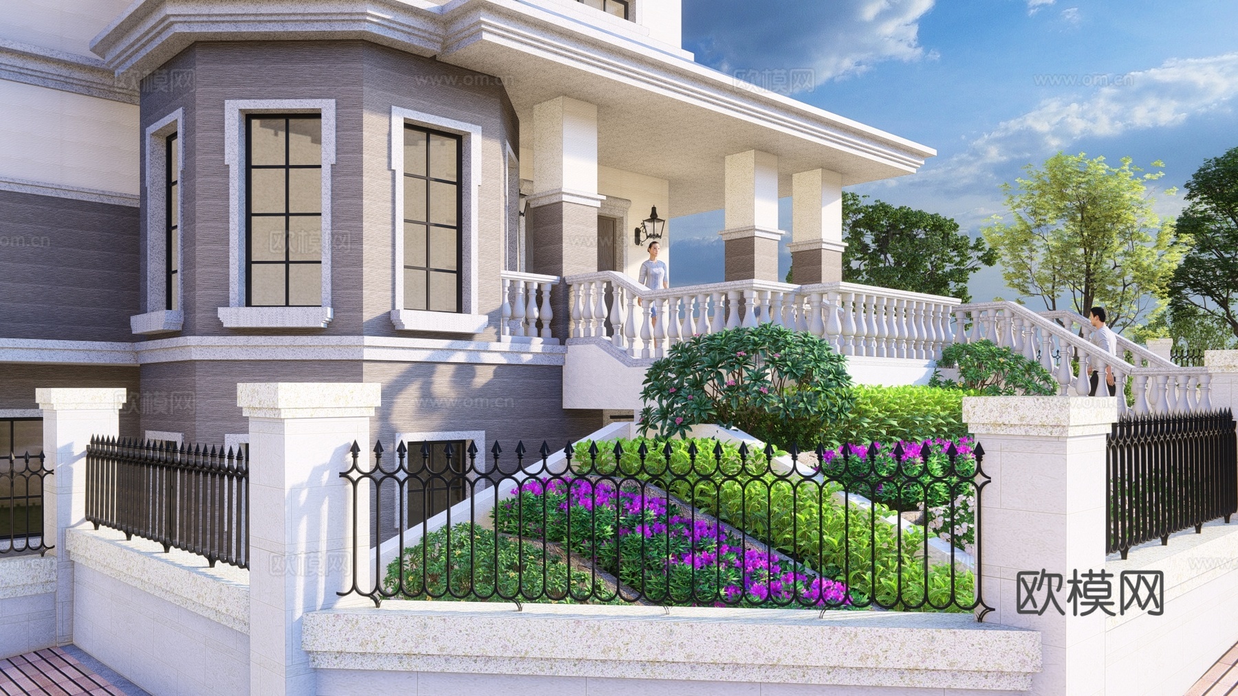 简欧庭院花园su模型