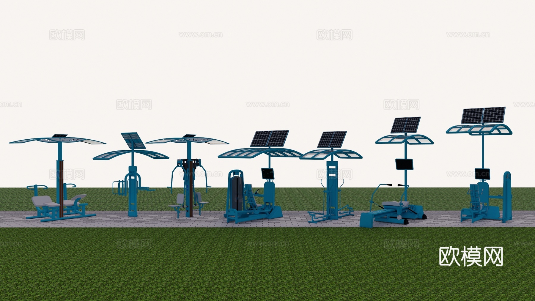 跑步 器材 太阳能 现代 户外 健身 体育 低碳 智慧 瑜伽su模型