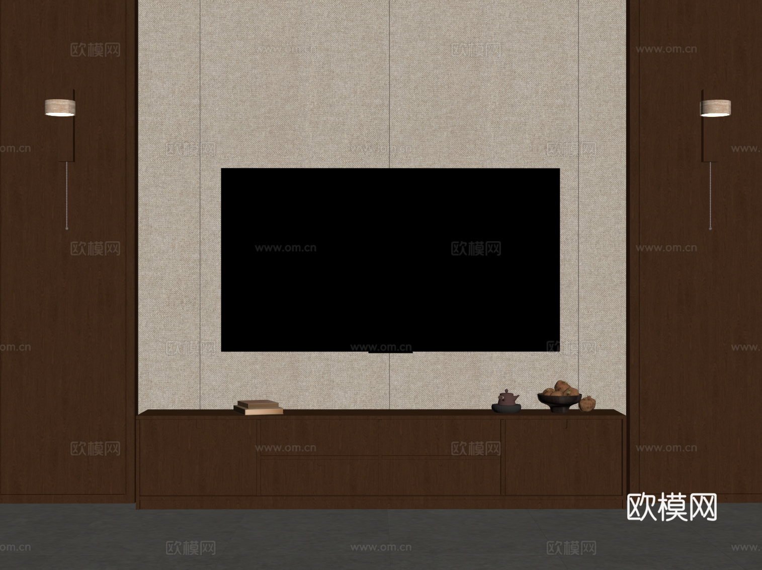 中古风电视柜su模型