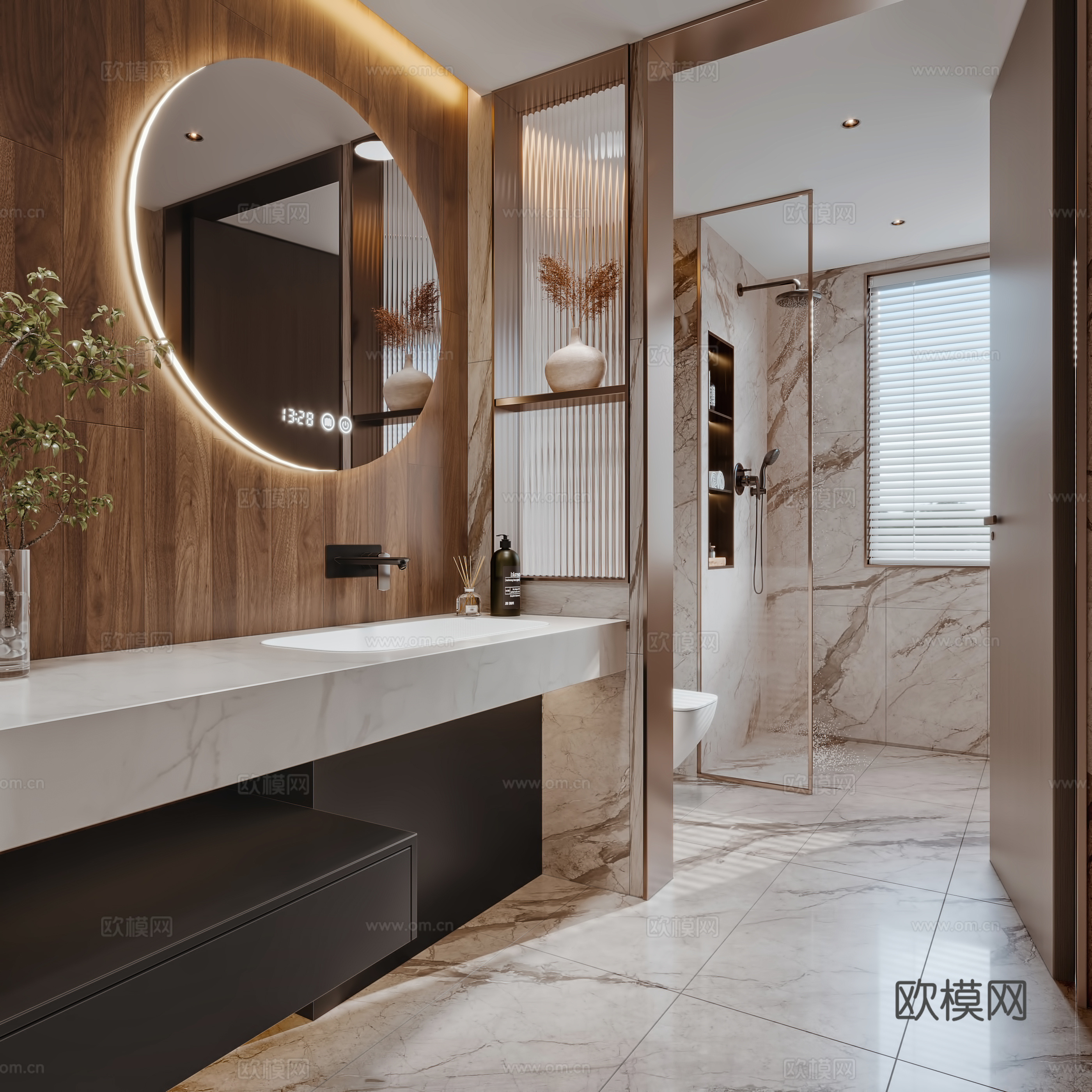 现代卫生间浴室3d模型下载_ID16232174_3dmax免费模型-欧模网