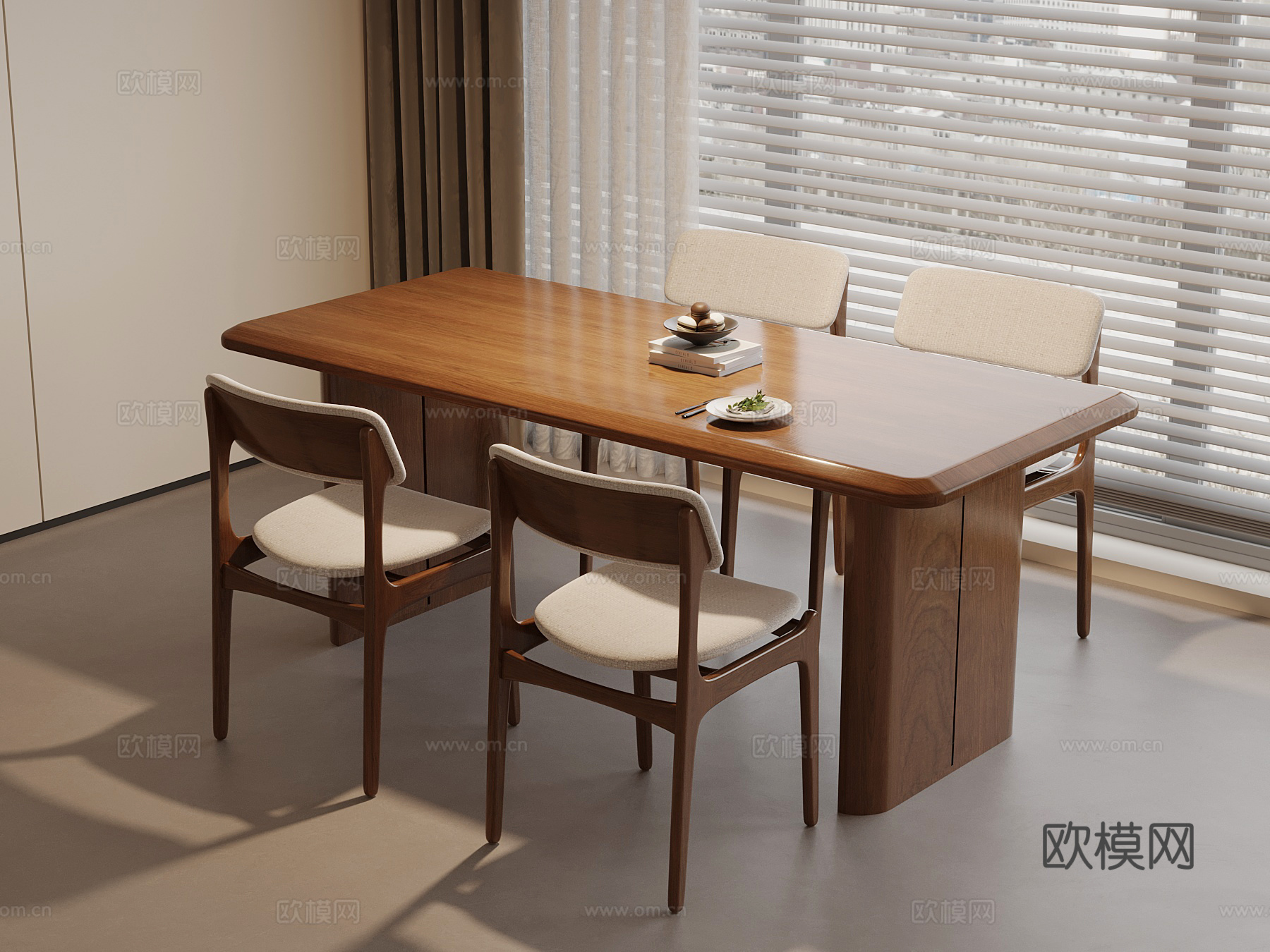 中古风餐桌椅su模型