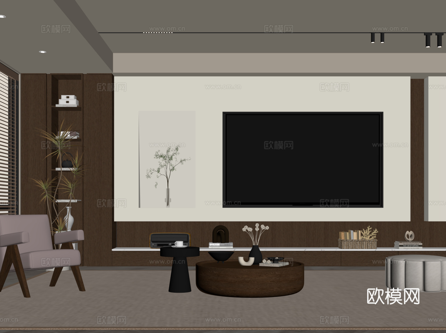 中古风客厅su模型