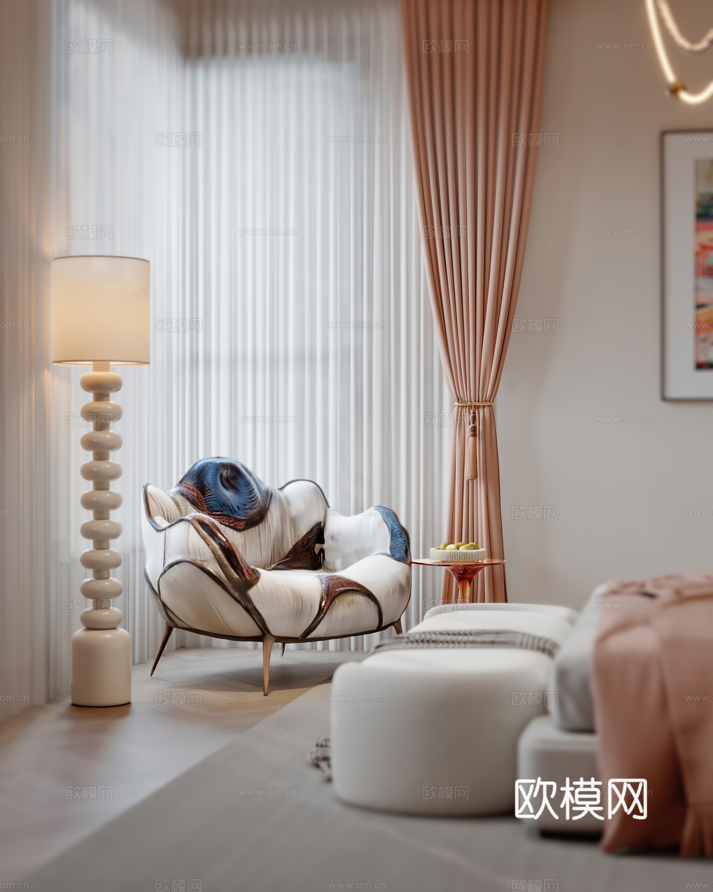 现代主卧室3d模型下载（渲染图3）