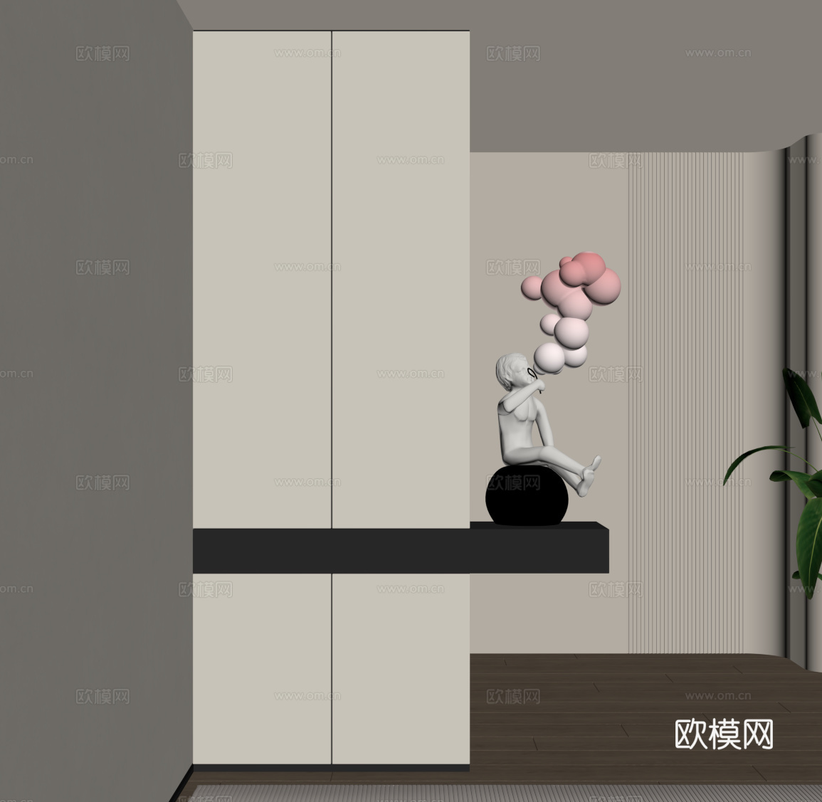 现代玄关柜 鞋柜su模型