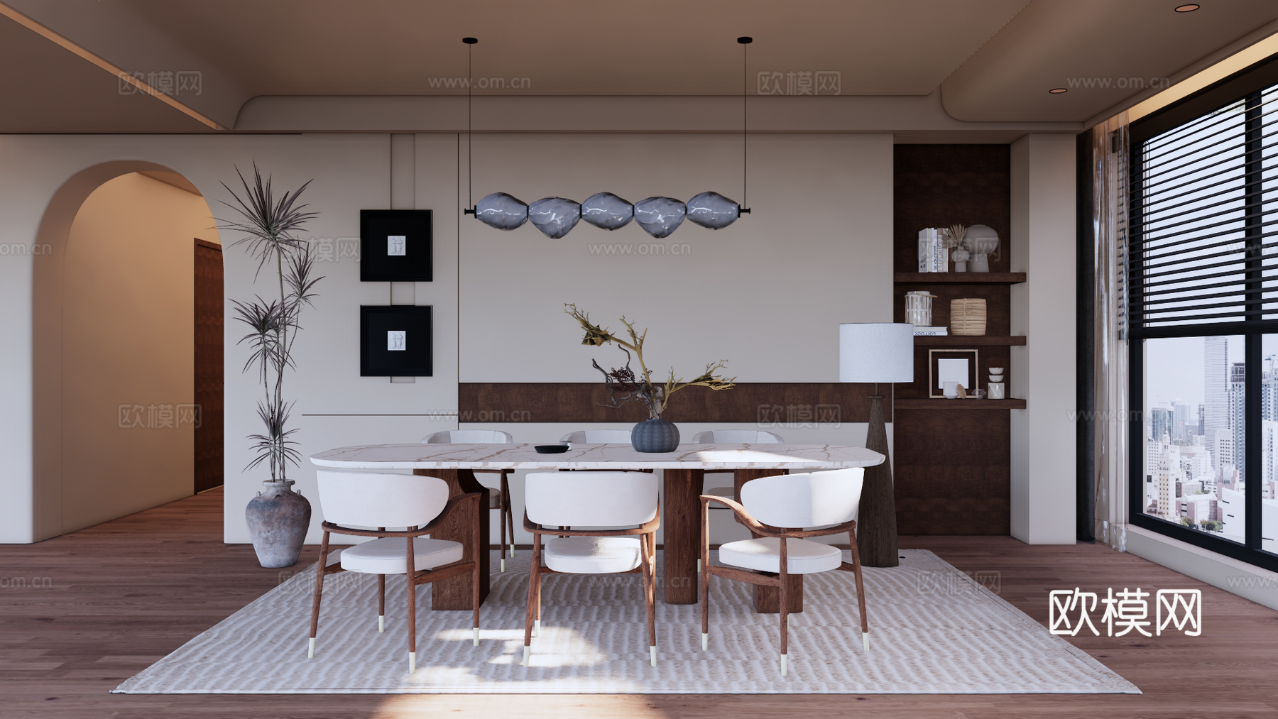 现代中古家居餐厅 现代餐厅 中古餐桌椅 中古餐厅su模型