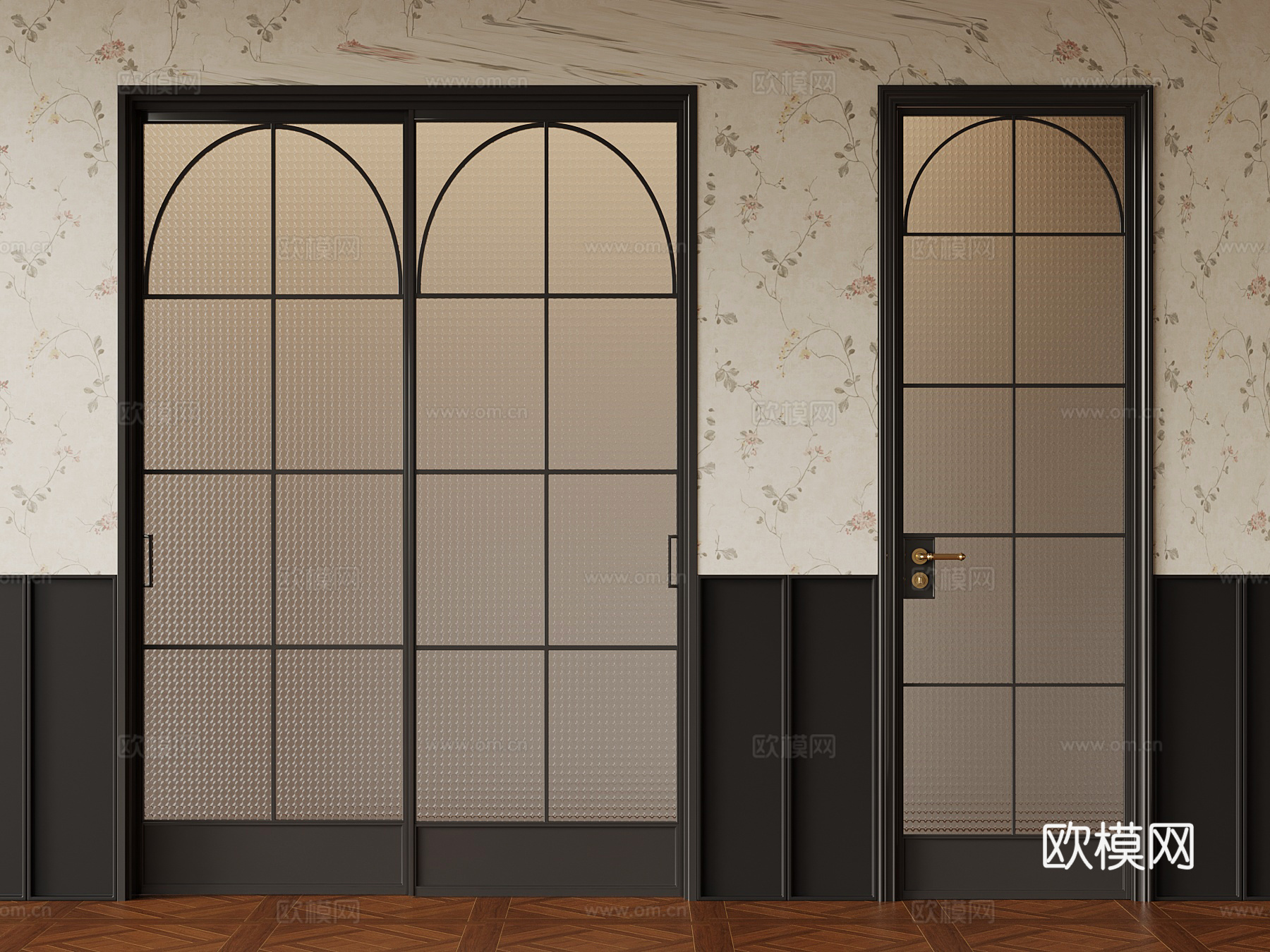 法式双开门 单开门su模型