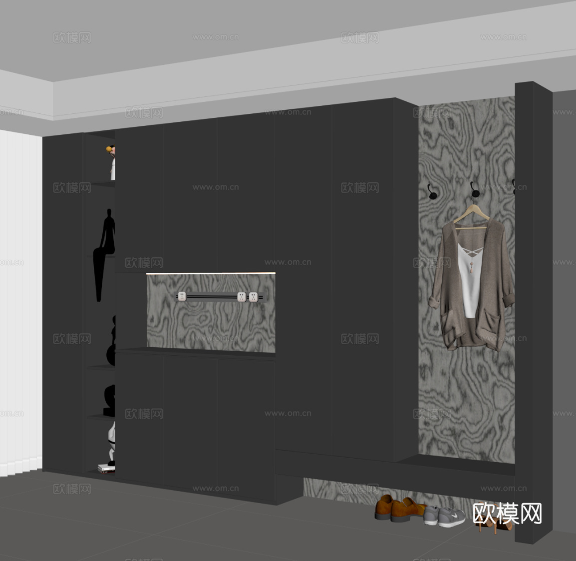 现代鞋柜 玄关柜su模型