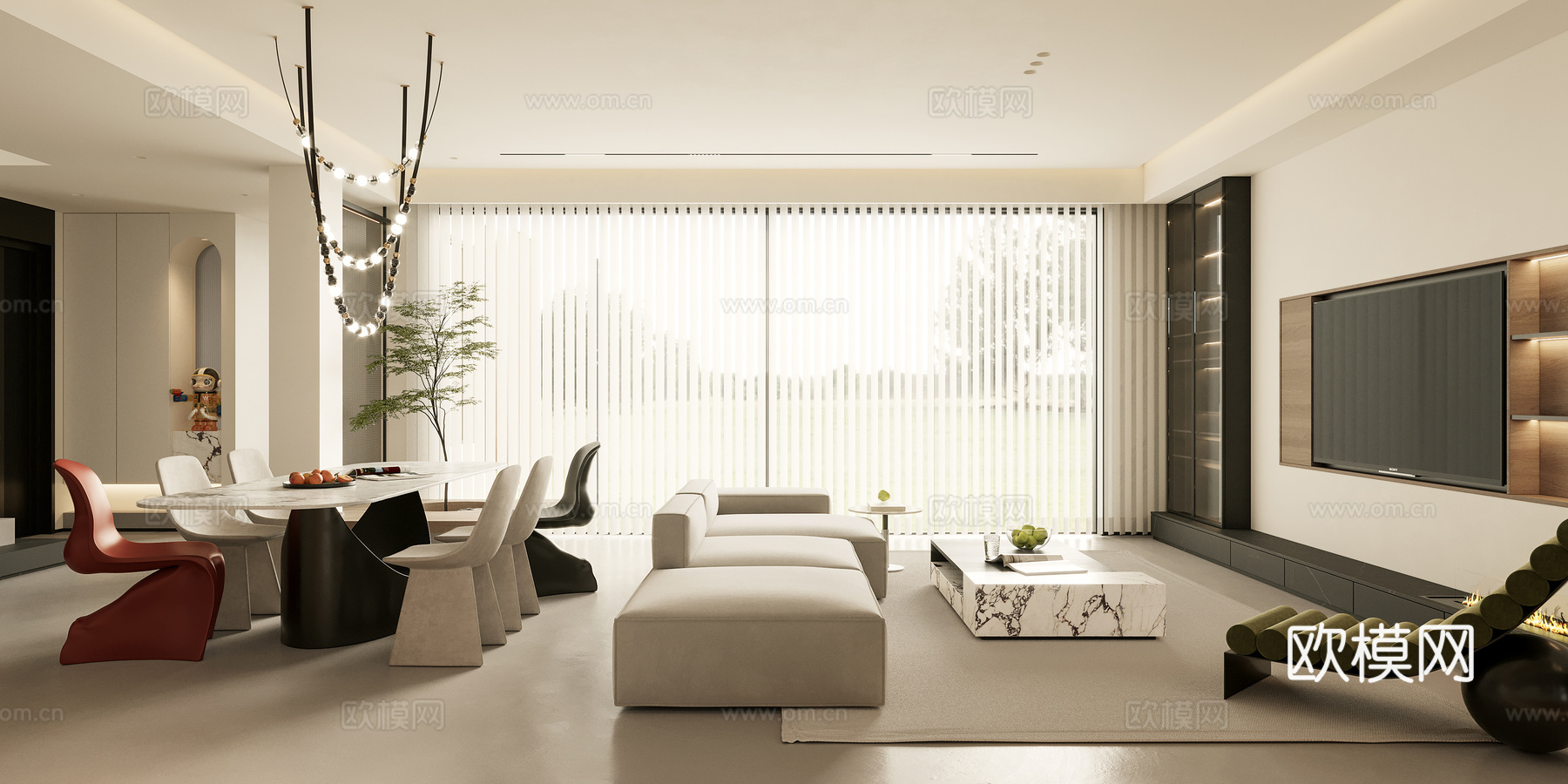 奶油风 样板间 最新全套施工图 效果图合集cad施工图