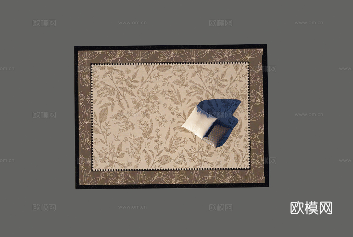 欧式法式美式中古地毯抱枕su模型