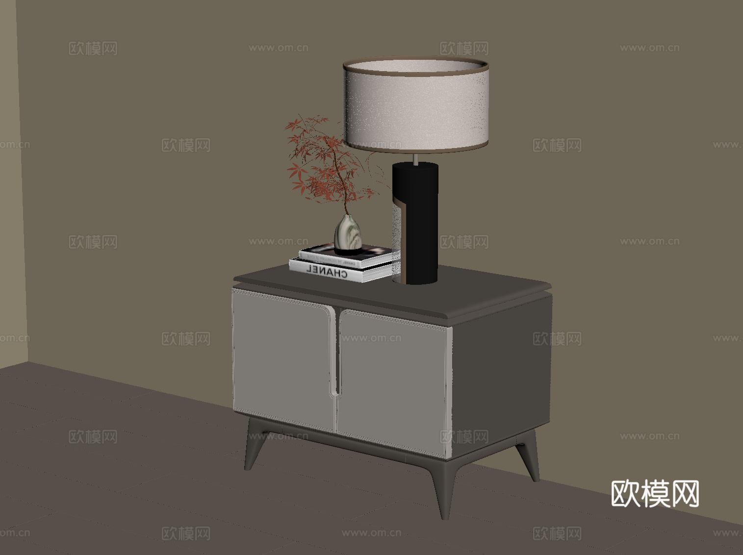 新中式床头柜su模型