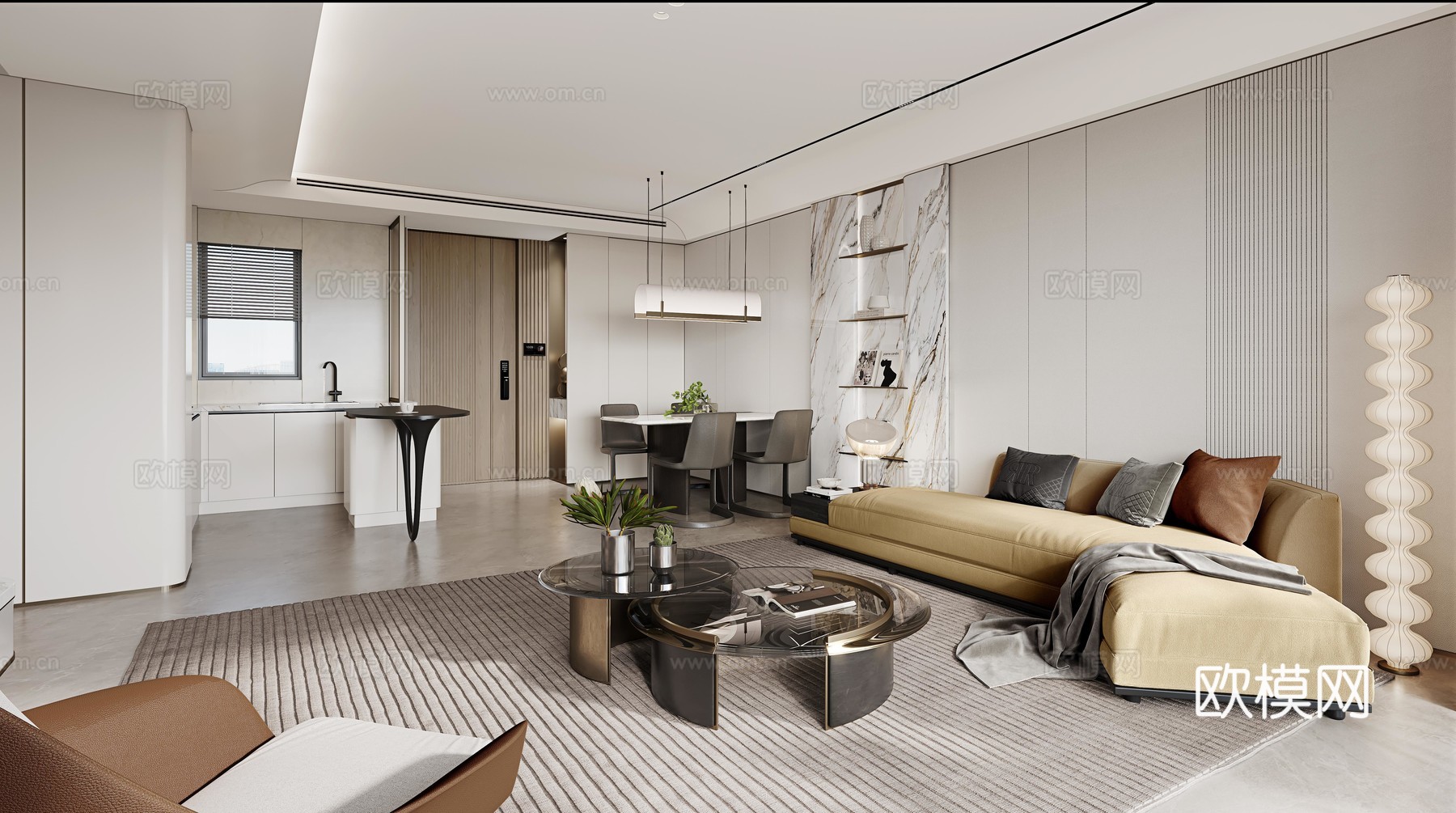 轻奢大平层 样板间 最新全套施工图 效果图合集cad施工图