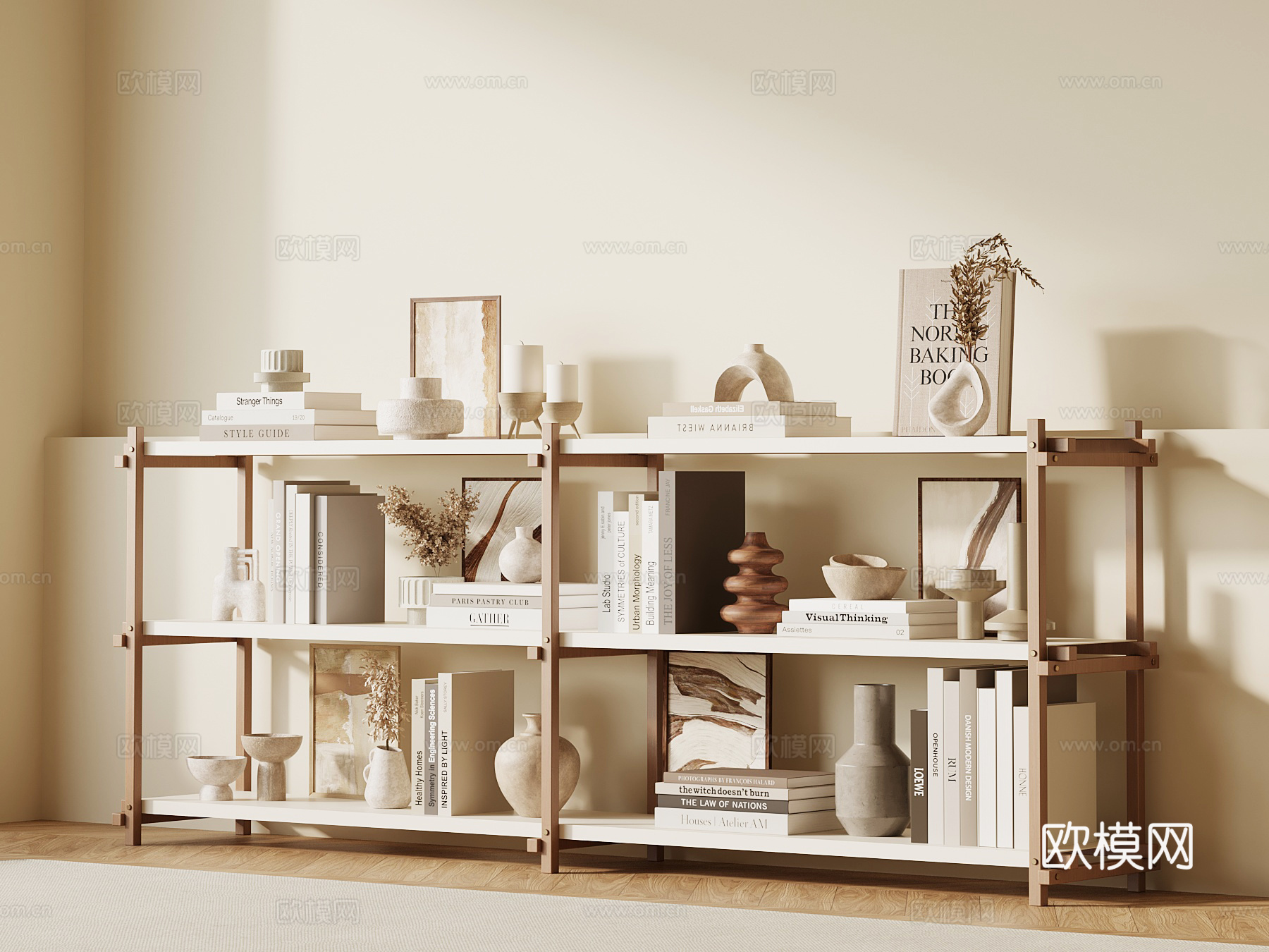 侘寂中古置物架 书架su模型