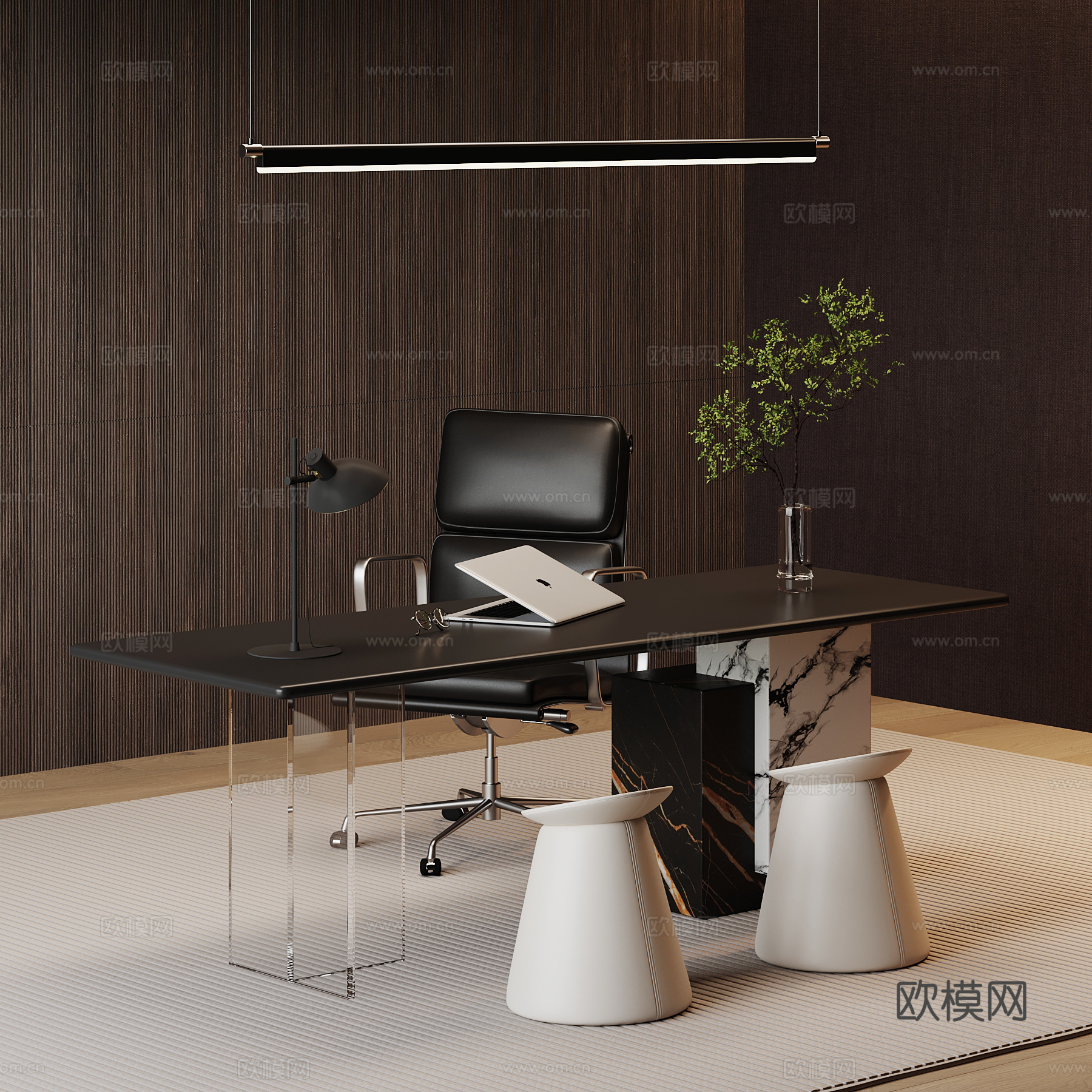 现代意式书桌椅su模型