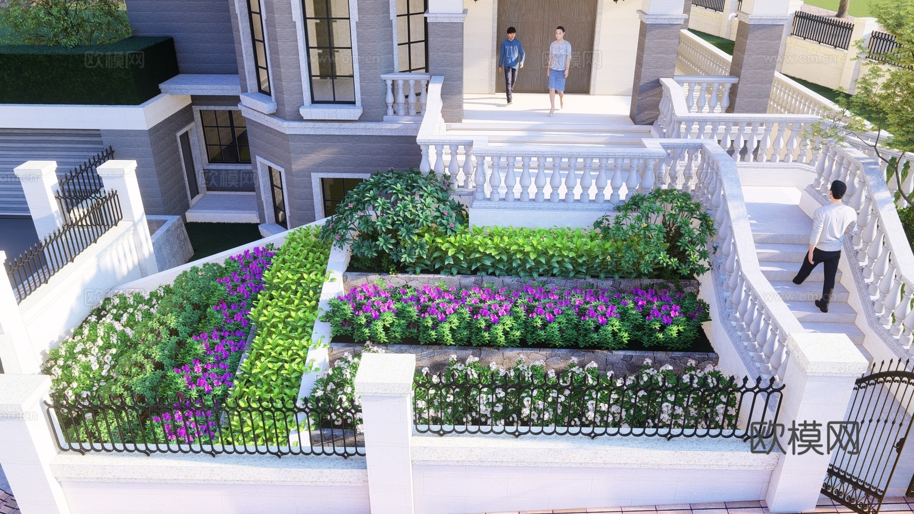 简欧庭院花园su模型