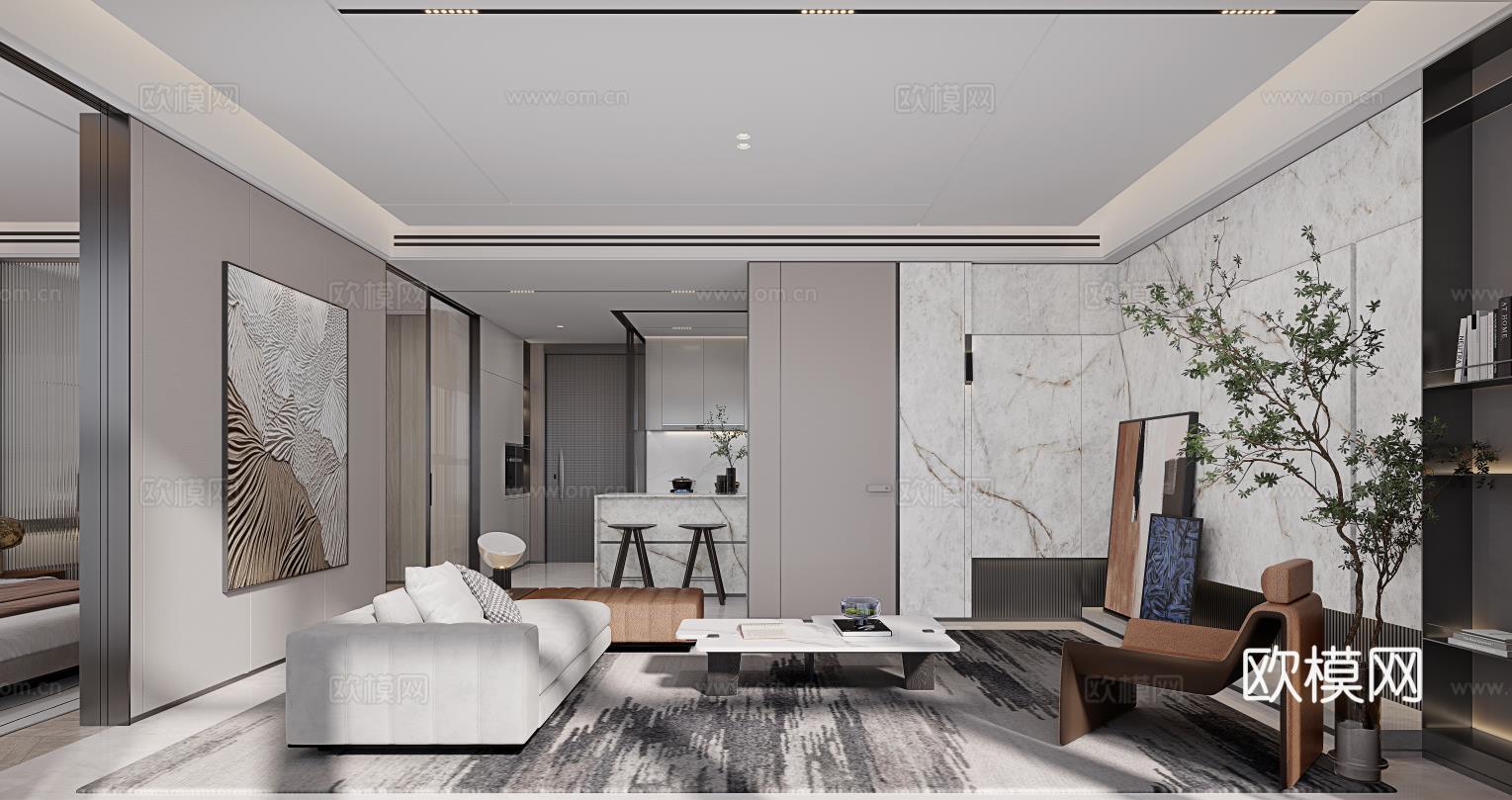 轻奢大平层 样板间 最新全套施工图 效果图合集cad施工图