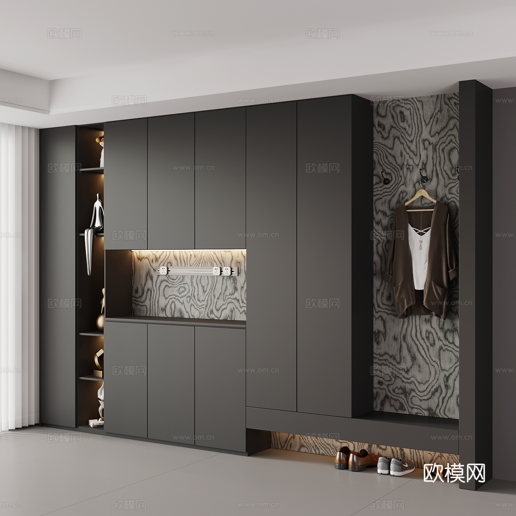 现代鞋柜 玄关柜su模型