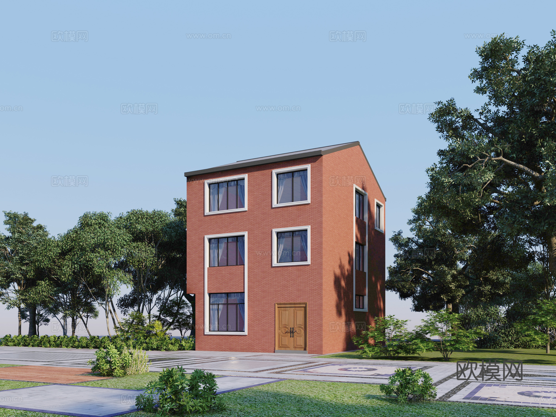 新中式自建房3d模型下载