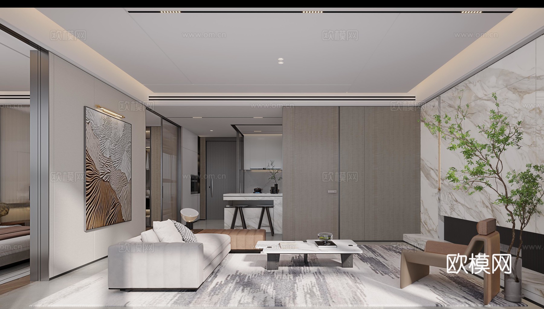 轻奢大平层 样板间 最新全套施工图 效果图合集cad施工图