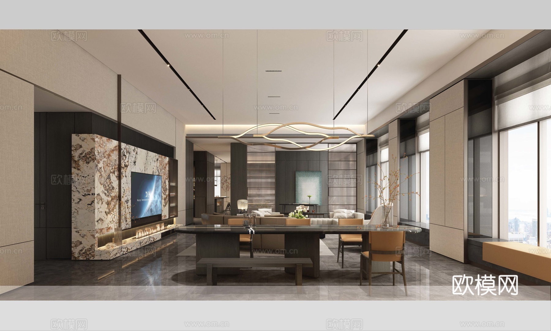 轻奢意式大平层 样板间 最新全套施工图 效果图合集cad施工图