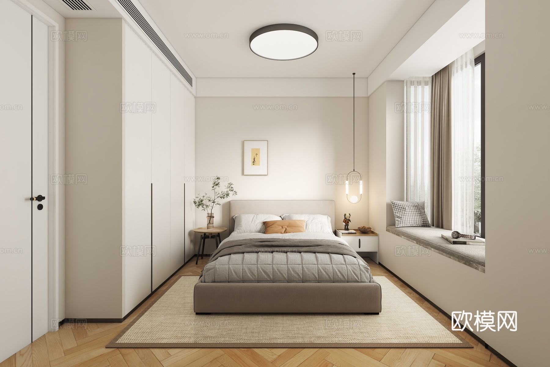 奶油风 样板间 最新全套施工图 效果图合集cad施工图