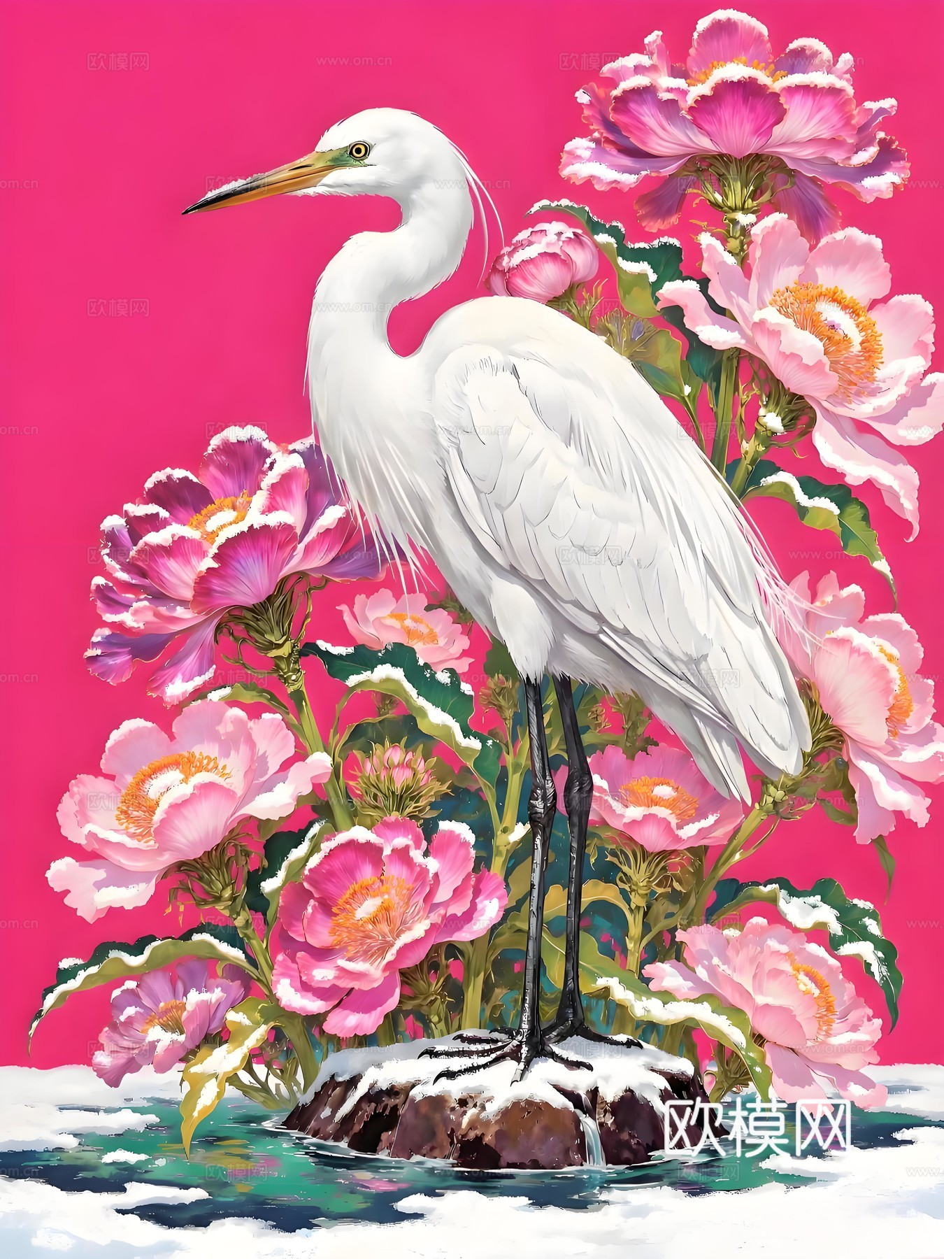 仙鹤艺术画芯下载（渲染图2）