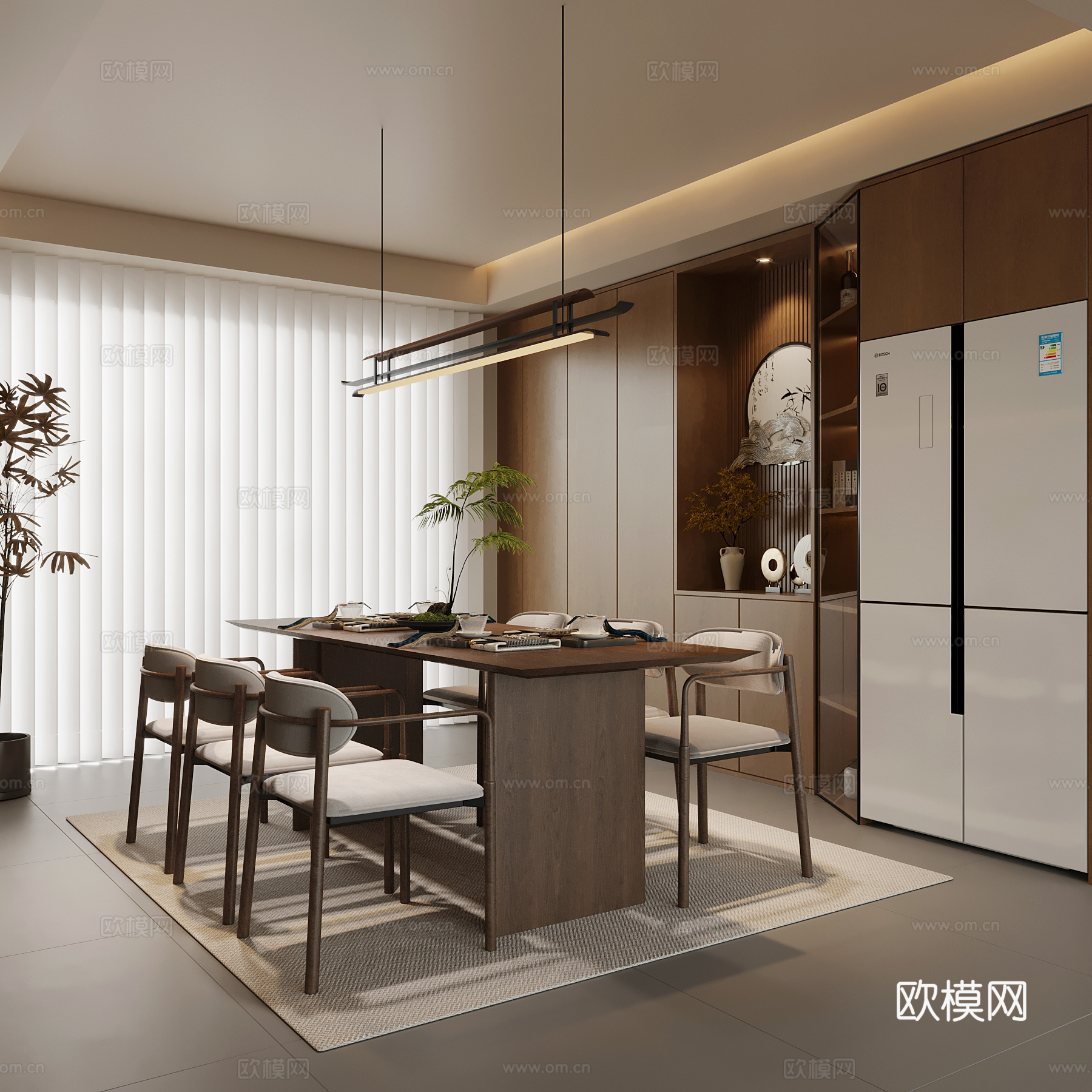 新中式餐厅su模型