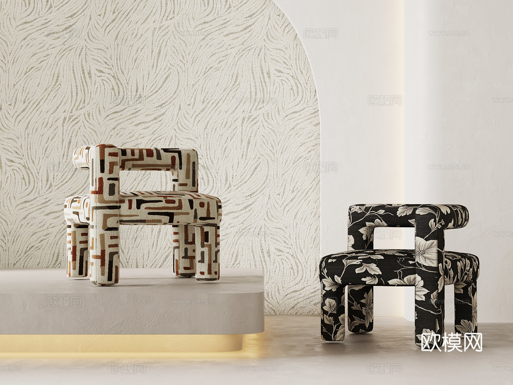 法式复古单人沙发 休闲沙发3d模型下载