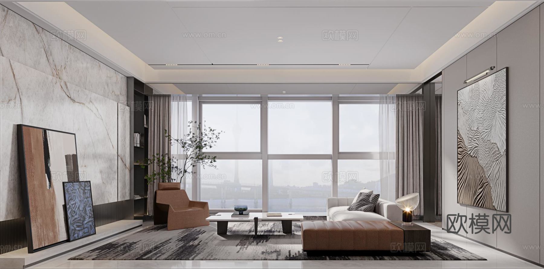 轻奢大平层 样板间 最新全套施工图 效果图合集cad施工图