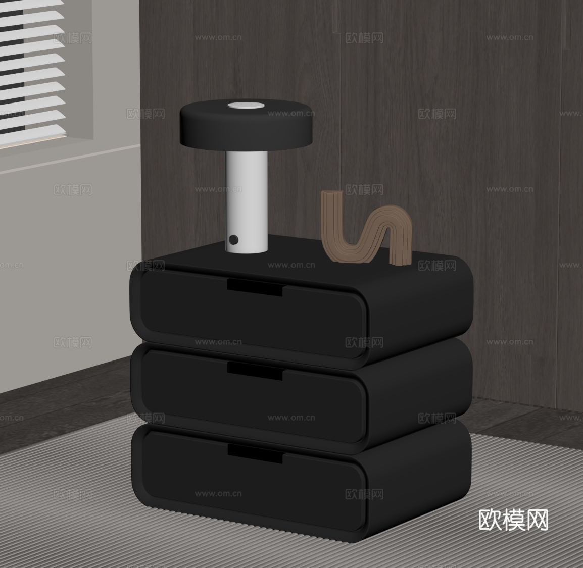 现代意式床头柜su模型