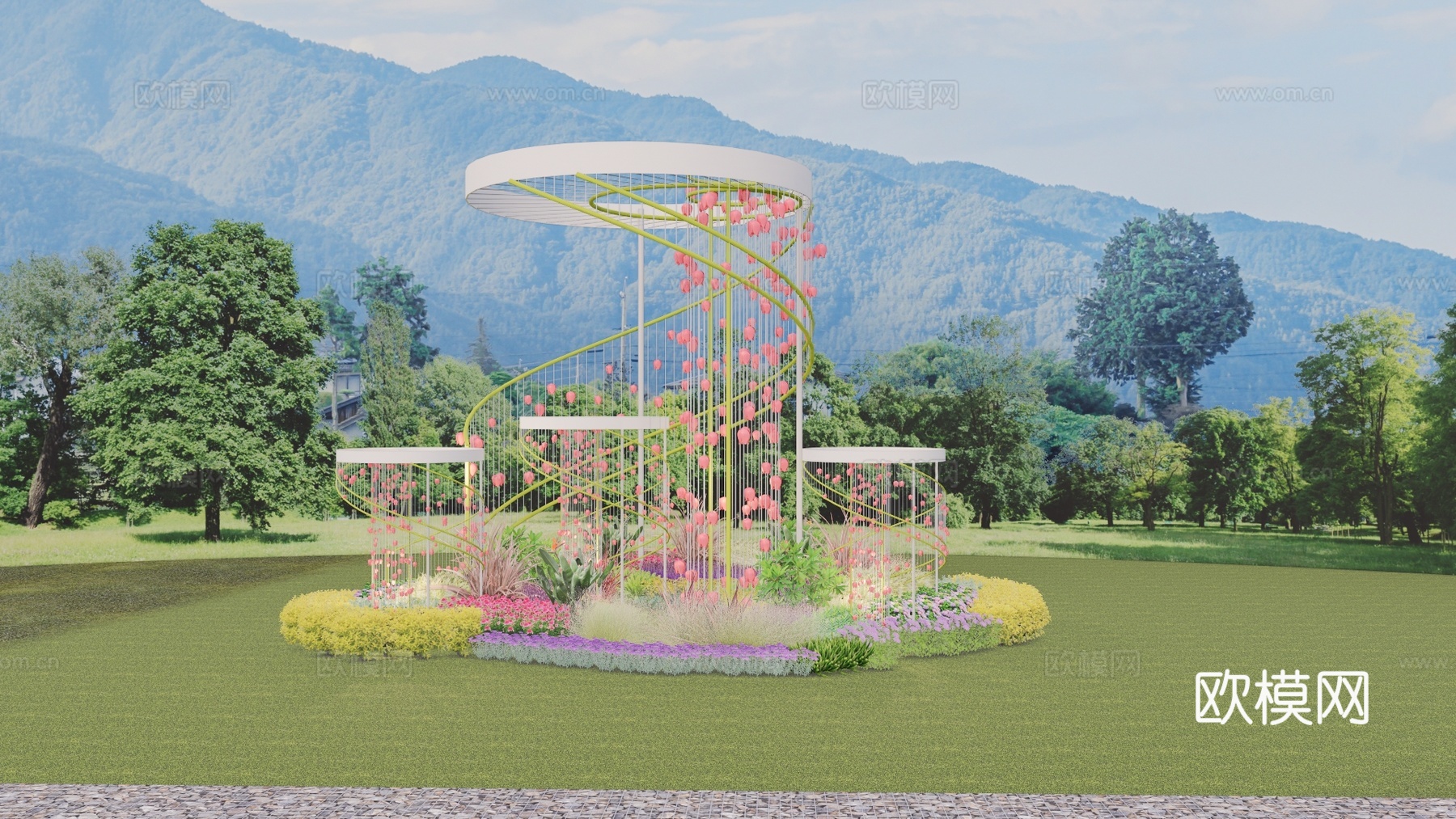 跑步 器材 太阳能 现代 户外 健身 体育 低碳 智慧 瑜伽su模型