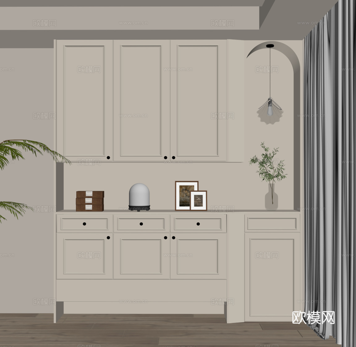 法式奶油风鞋柜 入户鞋柜su模型