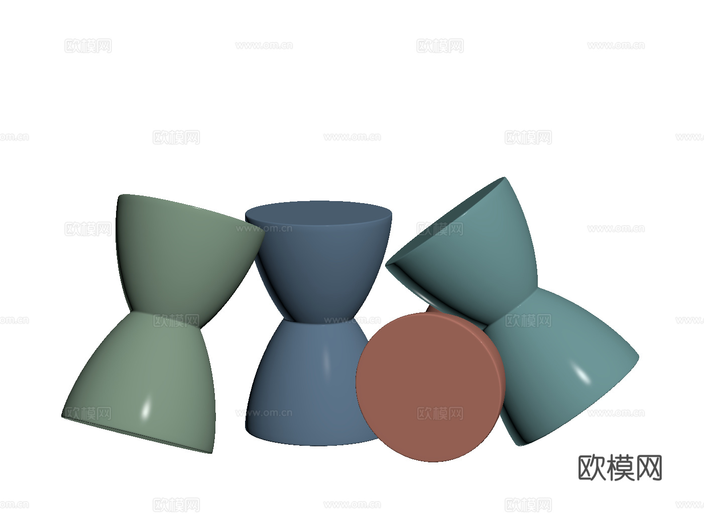 现代包豪斯凳子  圆形小凳子 小矮凳su模型