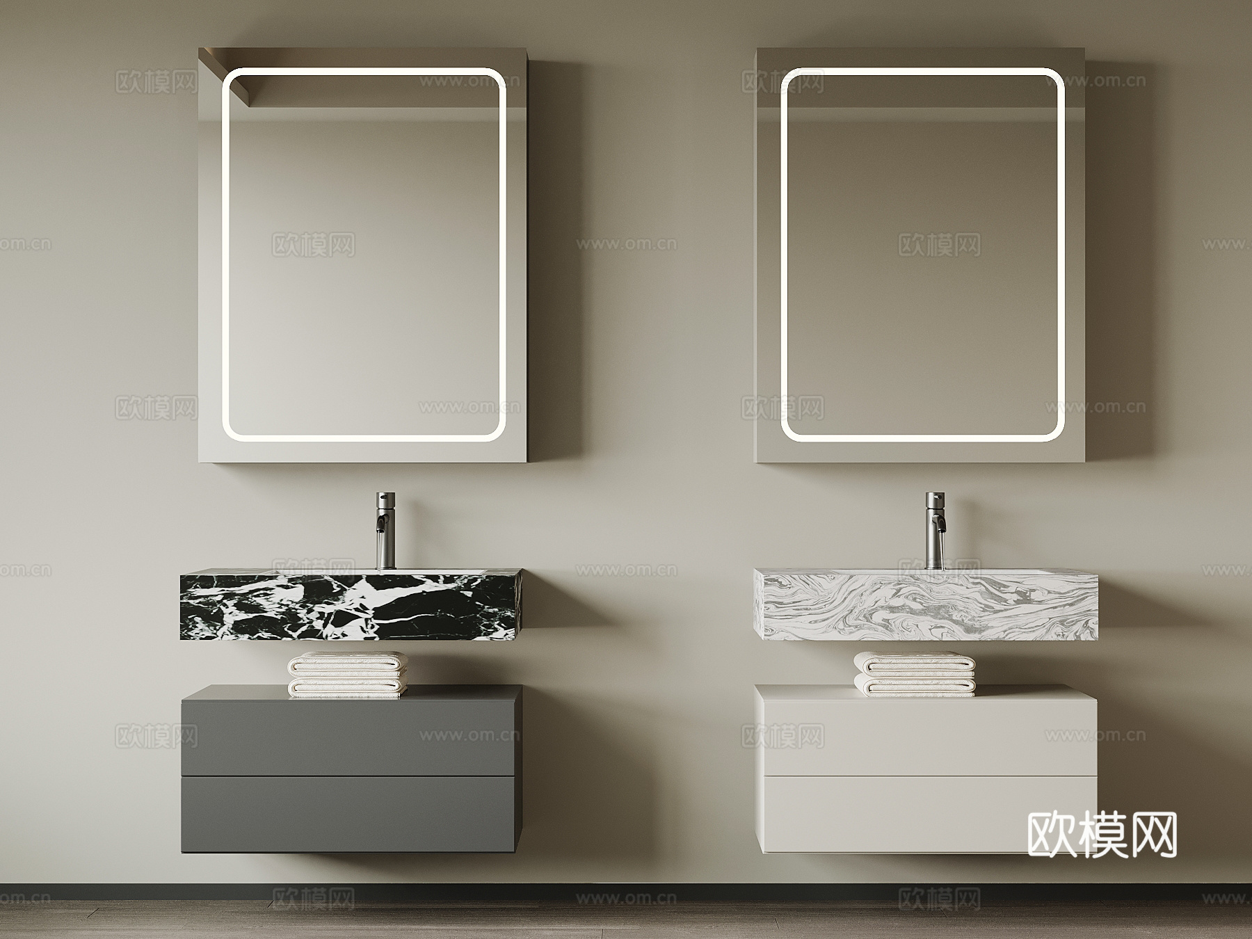现代浴室柜 极简浴室柜su模型