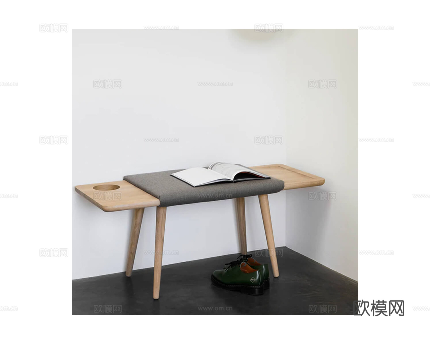 Woud 换鞋凳 凳子3d模型下载（渲染图2）