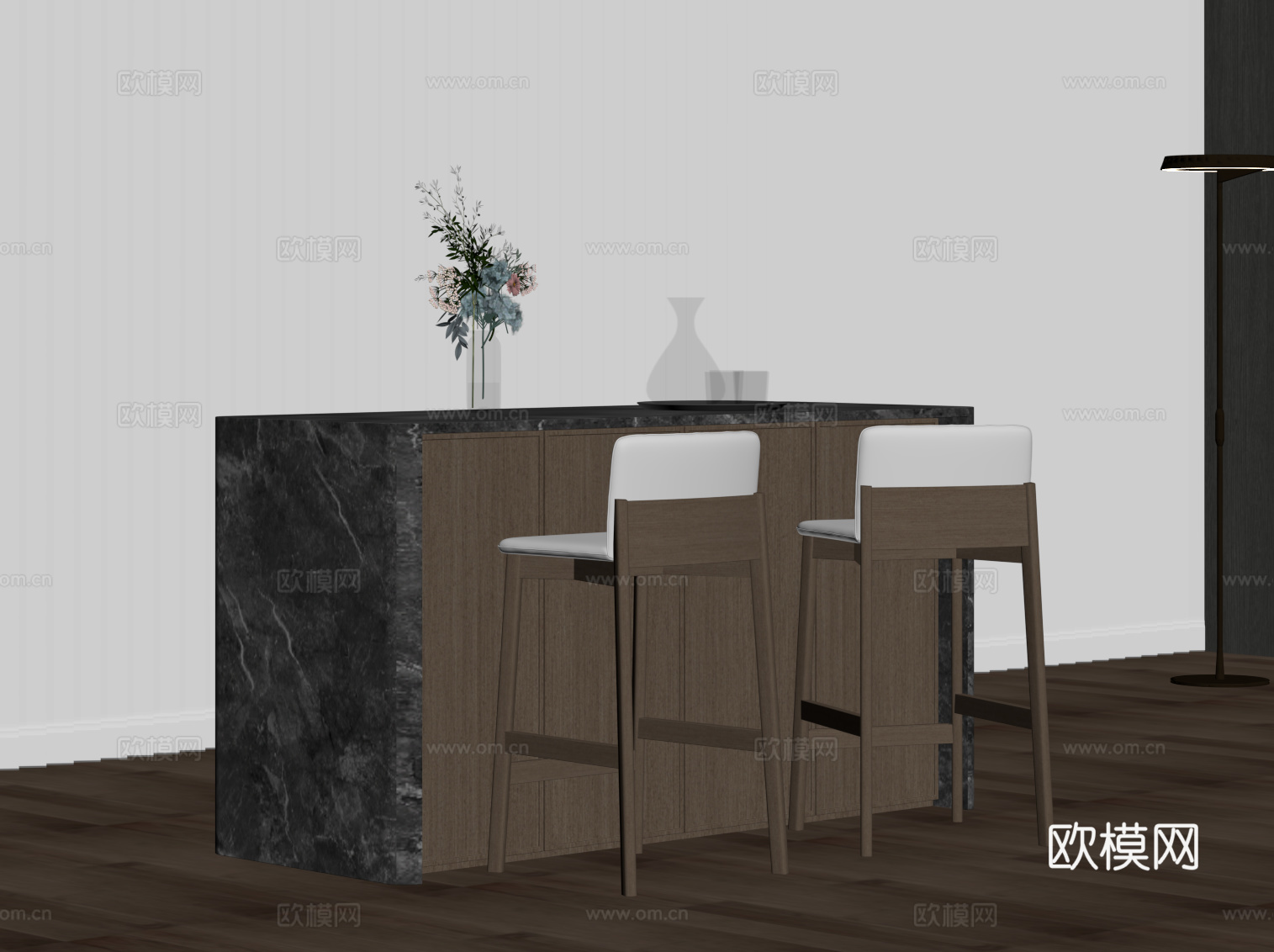 现代意式吧台 水吧台su模型