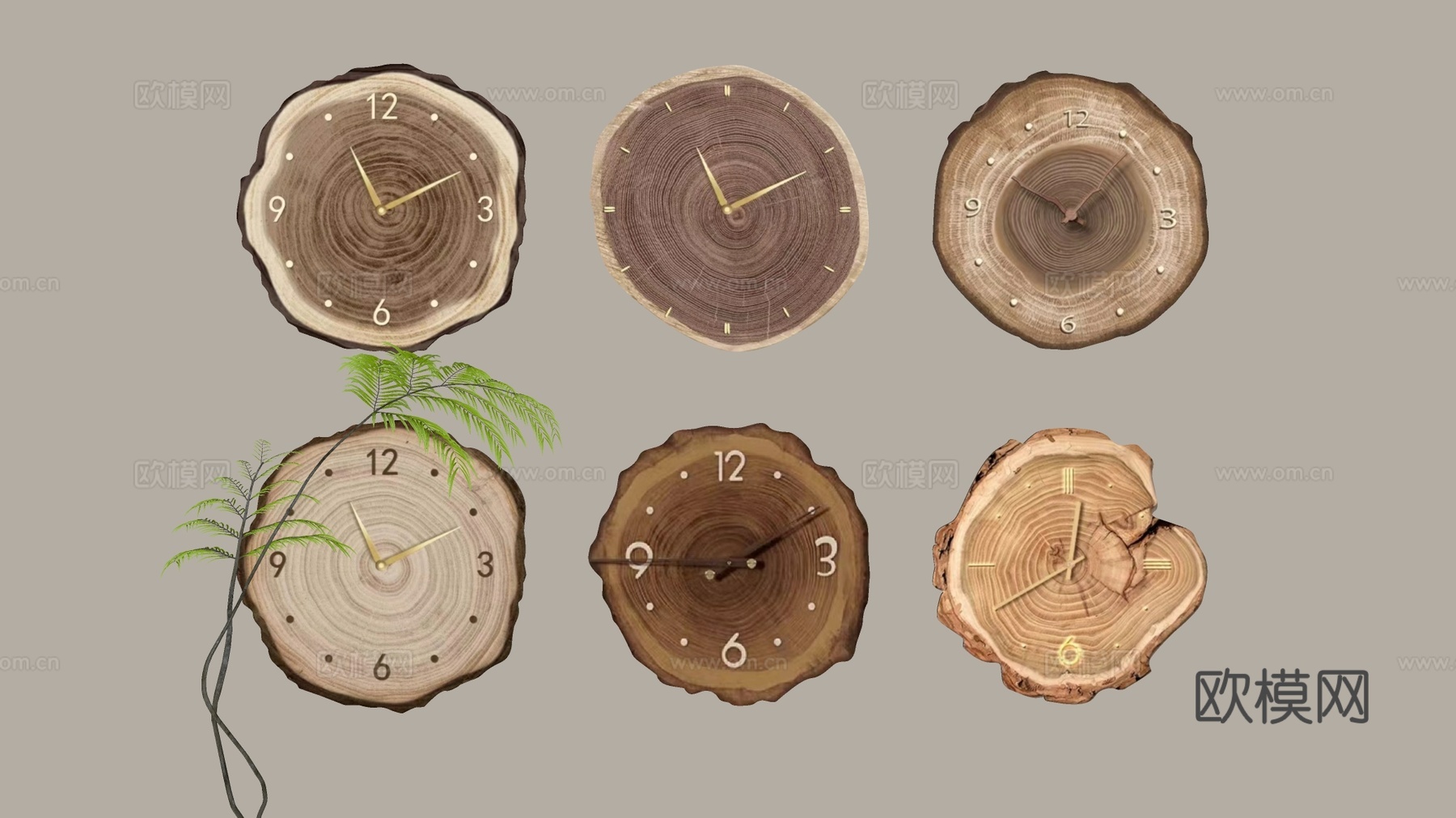 挂钟 木质挂钟 年轮纹理 树木年轮su模型